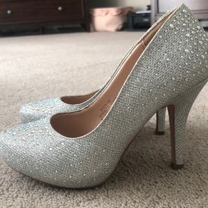 Sparkly silver heels